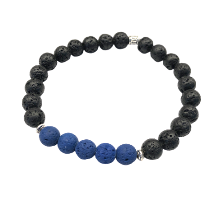 Bracelet pierres de lave "Thin Blue Line"