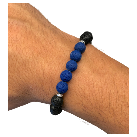 Bracelet pierres de lave "Thin Blue Line"