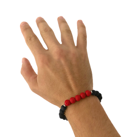 Bracelet pierres de lave "Thin Red Line"