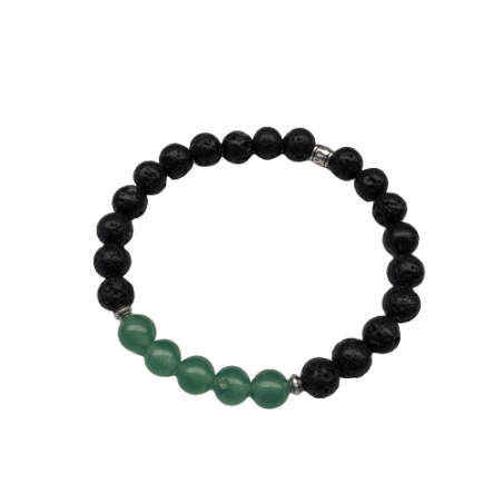 Bracelet pierres de lave "Thin Green Line"