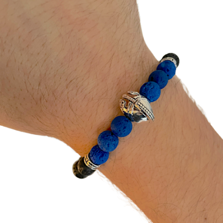 Bracelet pierres de lave SPARTAN "Thin Blue Line"