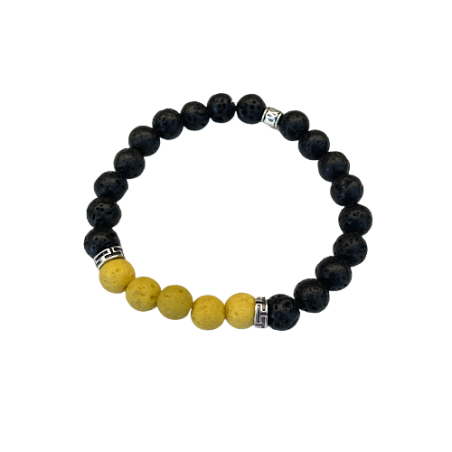 Bracelet pierres de lave "Thin Yellow Line"