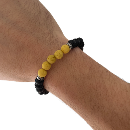 Bracelet pierres de lave "Thin Yellow Line"