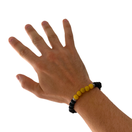 Lavastein Armband "Thin Yellow Line"