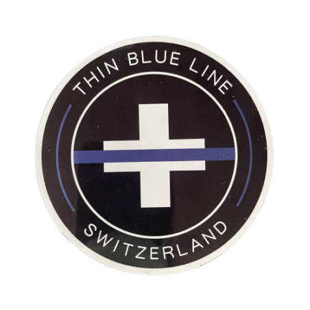 Autocollant rond "Thin Blue Line Switzerland"