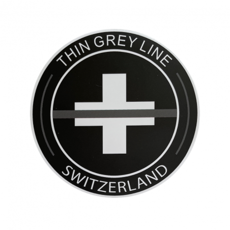 Autocollant rond "Thin Grey Line Switzerland"