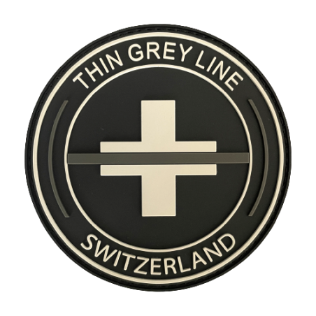 Rundes Abzeichen PVC "Thin Grey Line Switzerland"