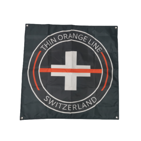 Drapeau "Thin Orange Line Switzerland" Rond