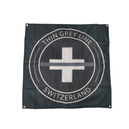 Drapeau "Thin Grey Line Switzerland" Rond