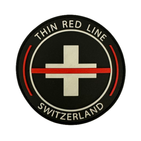 Badge rond PVC "Thin Red Line Switzerland"