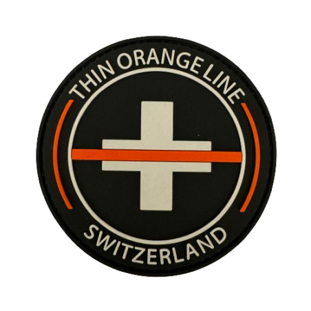 Rundes Abzeichen PVC "Thin Orange Line Switzerland"