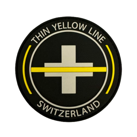 Rundes Abzeichen PVC "Thin Yellow Line Switzerland"