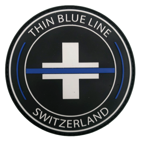 Rundes Abzeichen PVC "Thin Blue Line Switzerland"