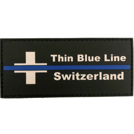 Badge rectangle "Thin Blue Line Switzerland"