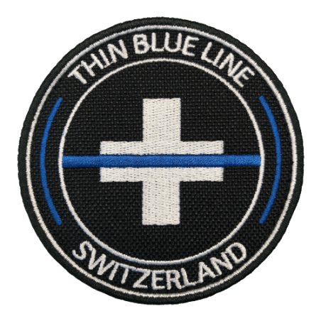 Badge rond cordura "Thin Blue Line Switzerland"